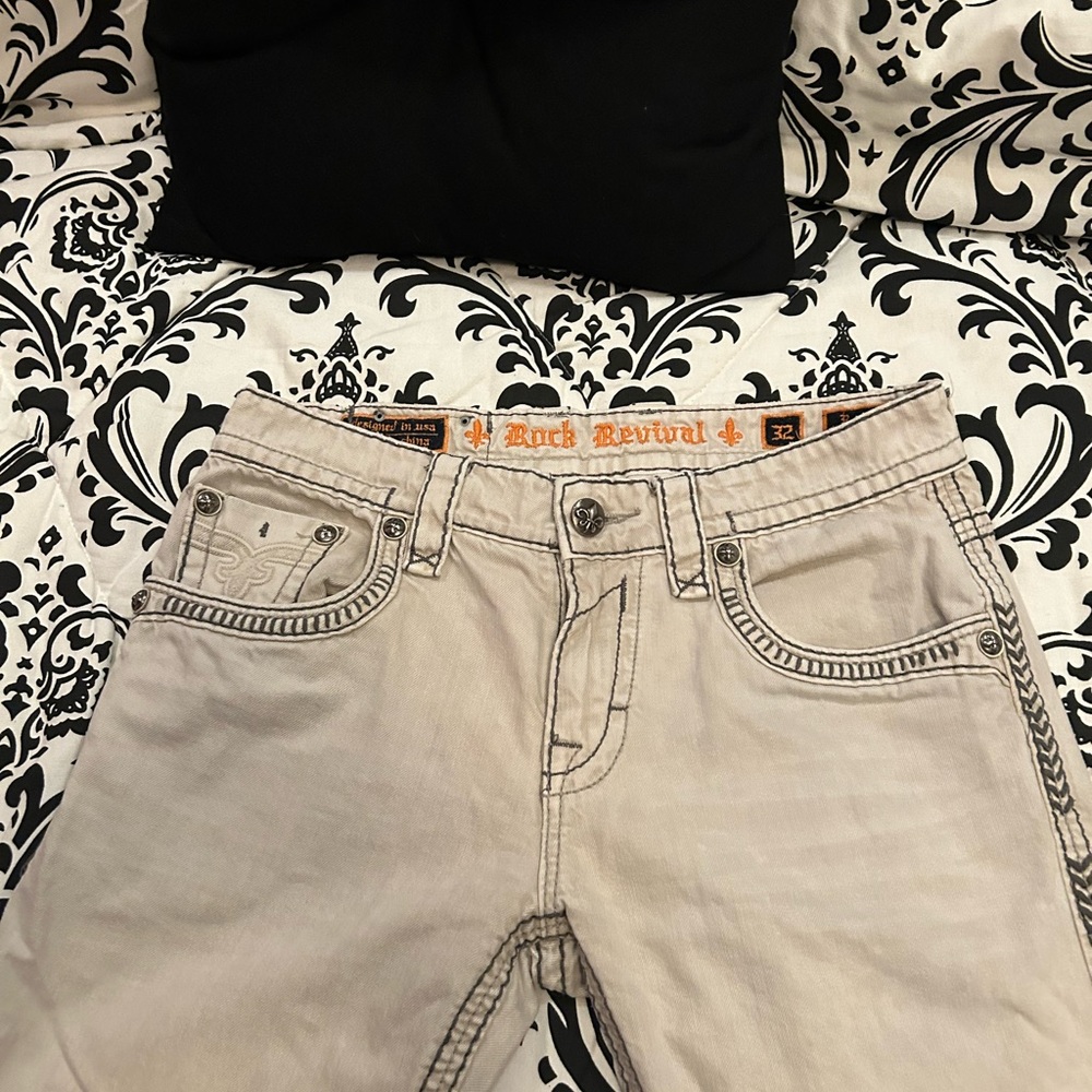 Rock Revival Beige Bootcut Jeans Men’s - Picture 3 of 4